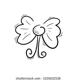 doodle bow knot. hand drawn line art. sketch bow. stock vector illustration isolated on white background.