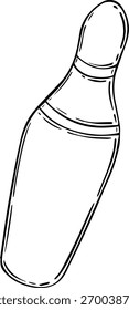 Doodle bowling pin linear cartoon