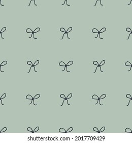 Doodle bows isolated on light blue background. Vector seamless pattern with ribbons. Simple flat design. Hand drawn backdrop for textile, wrapping paper, background flat design.