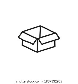 doodle box icon with hand drawn doodle style vector isolated.