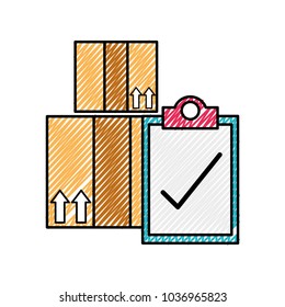 doodle boxes packages with check list clipboard