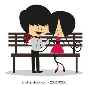 doodle the boy bring a bucket of flower for the girl - Full Color