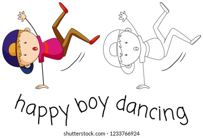 Ilustración de baile del personaje de Doodle Boy