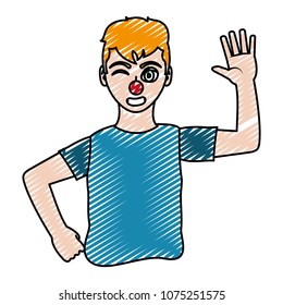 doodle boy with clown nose and t-shirt design