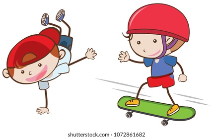 Doodle Boy doing Extreme Activities illustration
