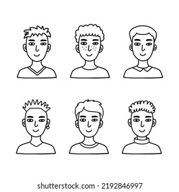 Doodle Boy Faces Set Hand Drawn Stock Vector (Royalty Free) 2192846997 ...