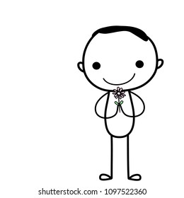doodle boy with flower  vector eps.10