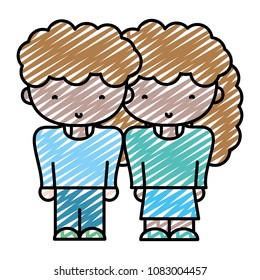 doodle boy and girl together with fashion hairstyle
