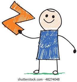 Doodle boy holding letter Z