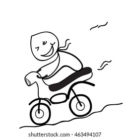 doodle boy  with motorcycle