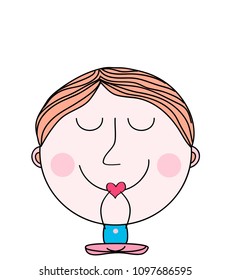 Doodle boy  sitting meditation,Peacefully  concept background  vector eps.10