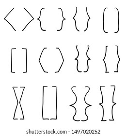 doodle bracket set illustration vector handdrawn style