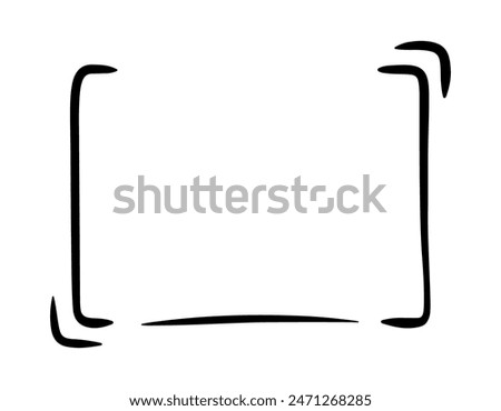 Doodle brackets for quotation with sparkle ray element. Hand drawn pop surprise line frame for title headline illustration. Speech bubble blob for dialog