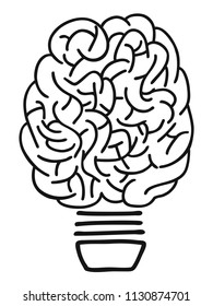 doodle brain lightbulb outline

