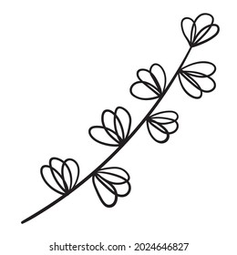 Doodle branch, cute and unusual leaves, can be used to decorate postcards, business cards or as a design element