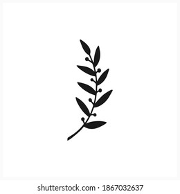 Doodle branch with leaves icon isolated on white. Sketch vector stock illustration. EPS 10