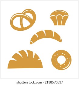 Doodle bread set icon isolated. Stencil vector stock illustration. EPS 10