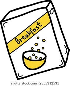 Doodle Breakfast Cereal Box Vector Illustration