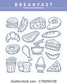 Doodle Breakfast icon set, Simple and trendy with sketching style
