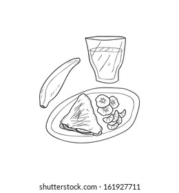 doodle breakfast set vector