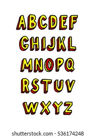 Doodle brick font. Vector alphabet
