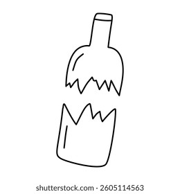 Doodle broken bottle. Isolated on white background