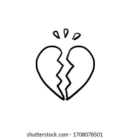 doodle broken heart illustration hand drawn style