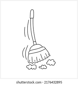 Doodle broom icon isolated Hand drawn cleaning service Sketch halloween vector stock illustration EPS 10