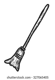 doodle broom, vector illustration