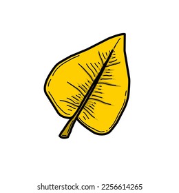 Doodle brown leaf vector illustration in flat style suitable for symbol, icon, template, sticker, background