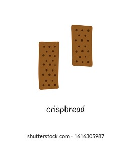 Doodle brown rye Swedish crispbreads isolated on white background.