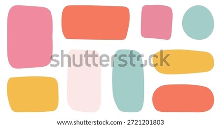 Doodle brush crayon shape color frame set. Hand drawn crayon pencil box.  Curvy, trendy borders. Cute sketch isolated. Graphic decoration. Set of festive vintage frames for Holidays cards.