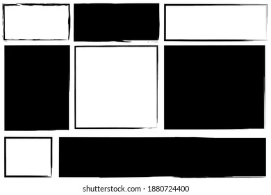 Doodle brush rectangles for banner design. Hand drawn set. Brush rectangles in sketch style. Stock image.