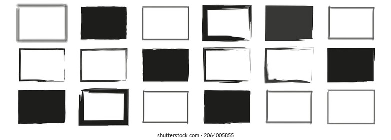 Doodle brush rectangles for banner design. Hand drawn set. Brush rectangles in sketch style. Stock image.