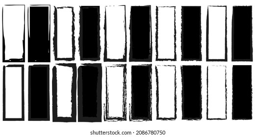 Doodle brush rectangles for banner design. Hand drawn set. Brush rectangles in sketch style. Stock image.
