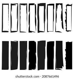 Doodle brush rectangles for banner design. Hand drawn set. Brush rectangles in sketch style. Stock image.	