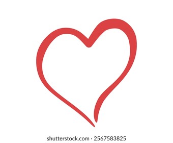 Doodle brush stroke heart. Love symbol. Isolated vector element for valentines day design