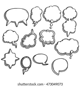 doodle bubble speech collection with outline