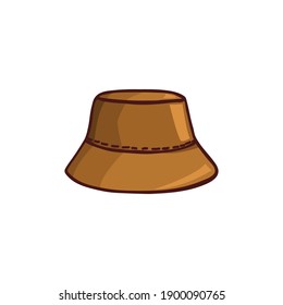 Doodle bucket hat image. Garden element. Vector hand-drawn image for stickers, postcards, icons, web.