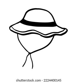 Doodle bucket hat image. Garden element. Vector hand drawn image for stickers, postcards, icons, web.