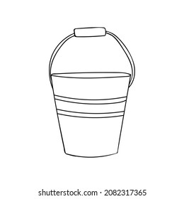 Doodle bucket icon in vector. Hand drawn bucket icon in vector