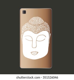 Doodle Buddha face on phone