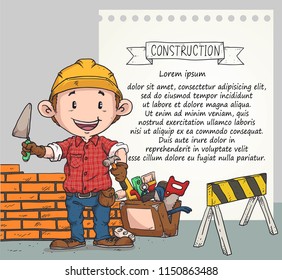 doodle builder and tools hand drawn poster or illustration