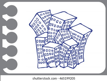 doodle building image on white paper