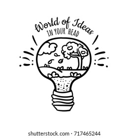 doodle bulb with landscape inside