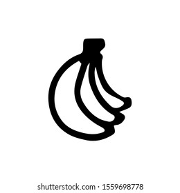 Doodle bunch of bananas isolated on white background. Outline vector illustration. Kids and adults sweet fruit. Cartoon icon. Design print t shirt,cup,tattoo,logotype,children coloring book,web.