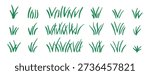 Doodle bunch of grass. Hand drawn lawn bush of grass icon hand drawn set. Outline grass line drawing clipart symbol collection. Vector illustration