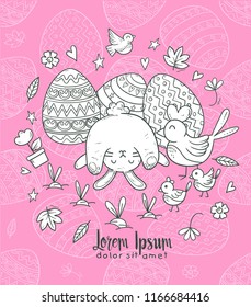 doodle bunny with easter themed 
