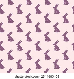 Doodle bunny seamless pattern.  Spring print for wrapping paper, textiles, wallpaper