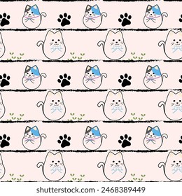 Doodle Bunny Seamless Vector Pattern Design